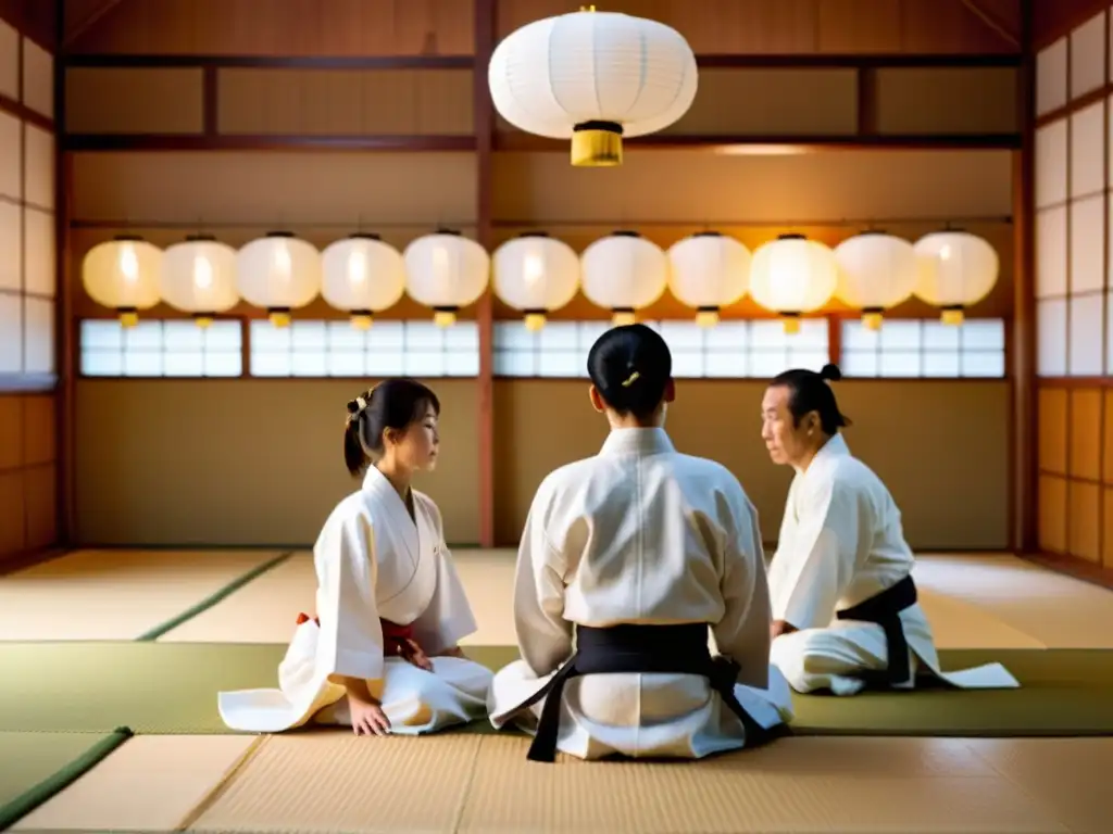 Práctica de Aikido en un dojo tradicional en Japón, reflejando la filosofía del Aikido en Japón con su atmósfera serena y disciplinada