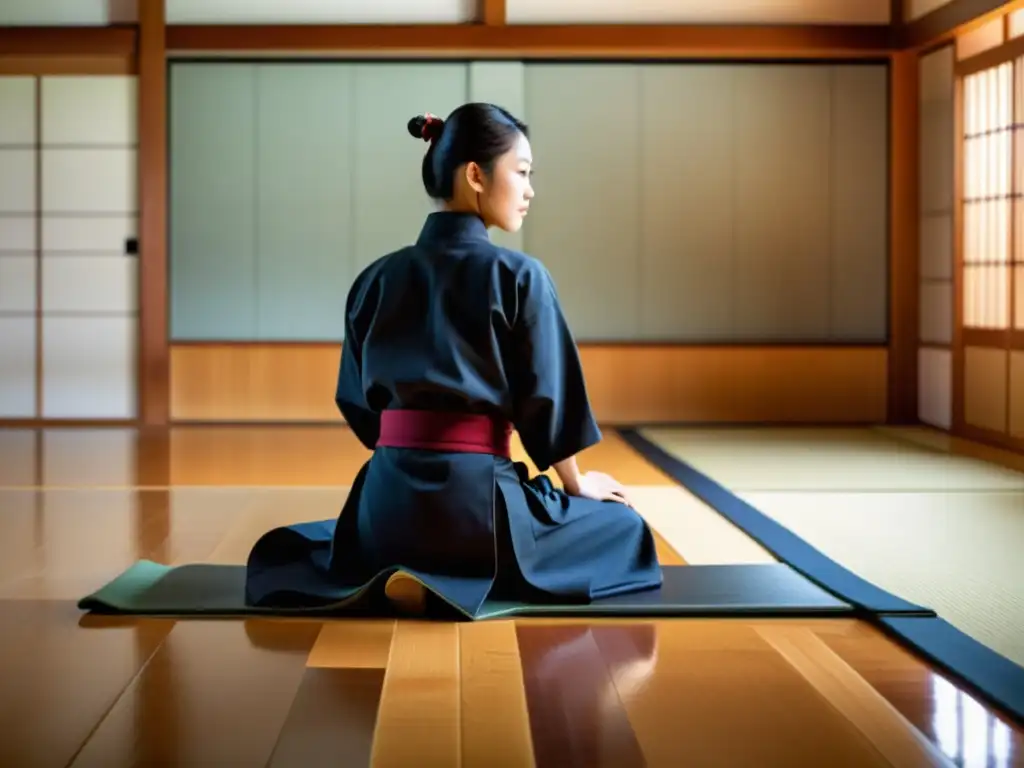 Práctica de Aikido e Iaido en un dojo japonés tradicional, con estudiantes usando Hakama