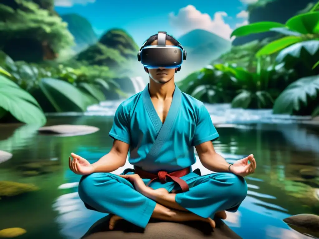 Práctica de artes marciales en meditación, fusionando con la realidad virtual para obtener beneficios de meditación en artes marciales