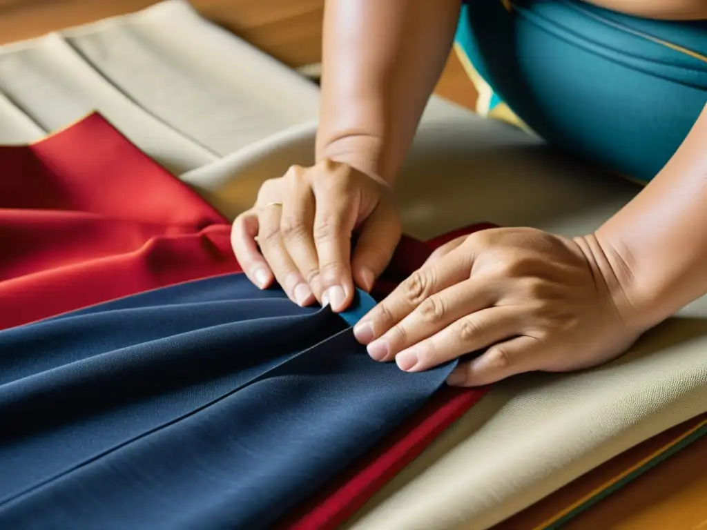 Artesano cosiendo traje de sumo, destreza y tradición