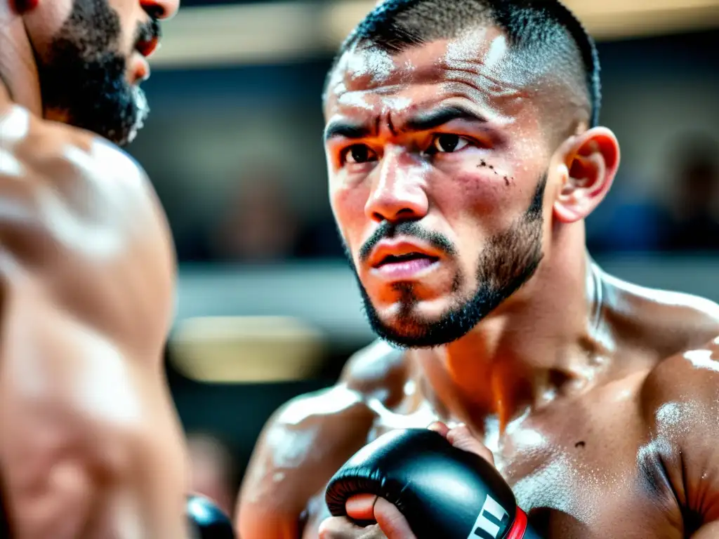 Un atleta de artes marciales mixtas muestra determinación en un seminario de élite