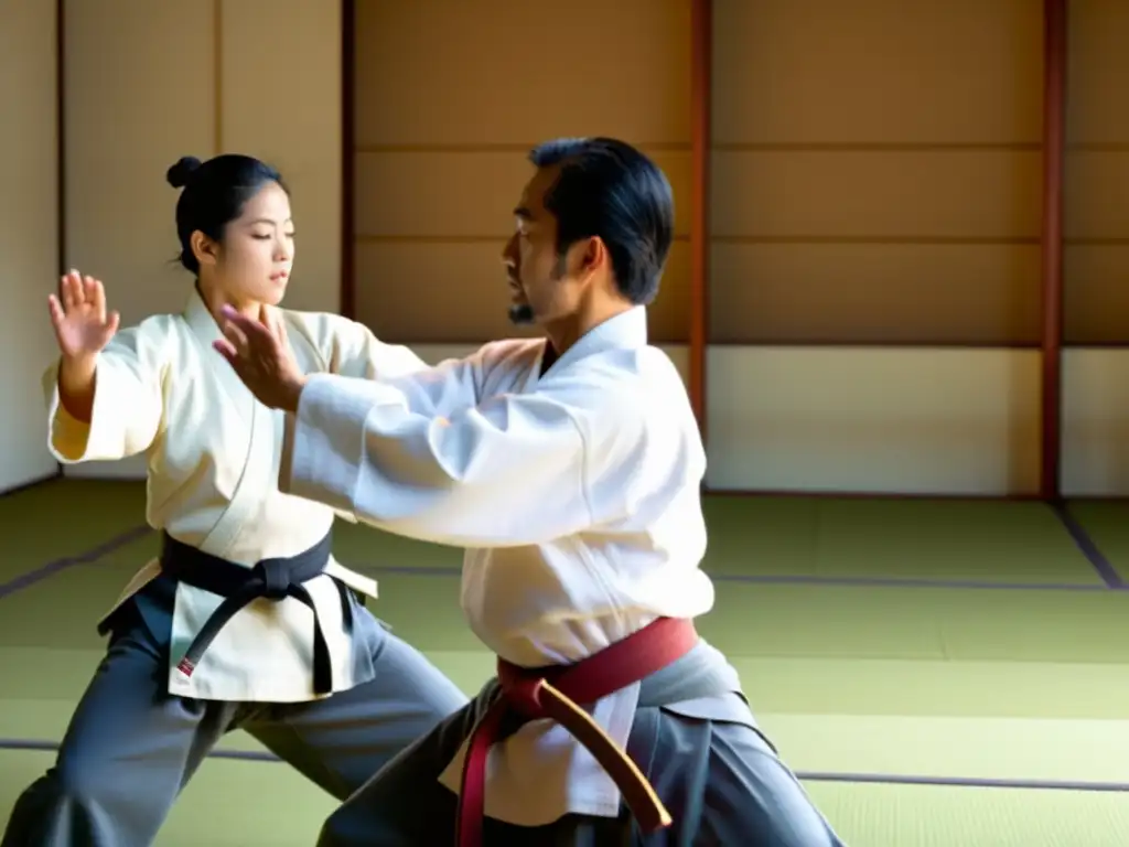 Una atmósfera serena inunda el dojo con práctica dinámica de Aikido