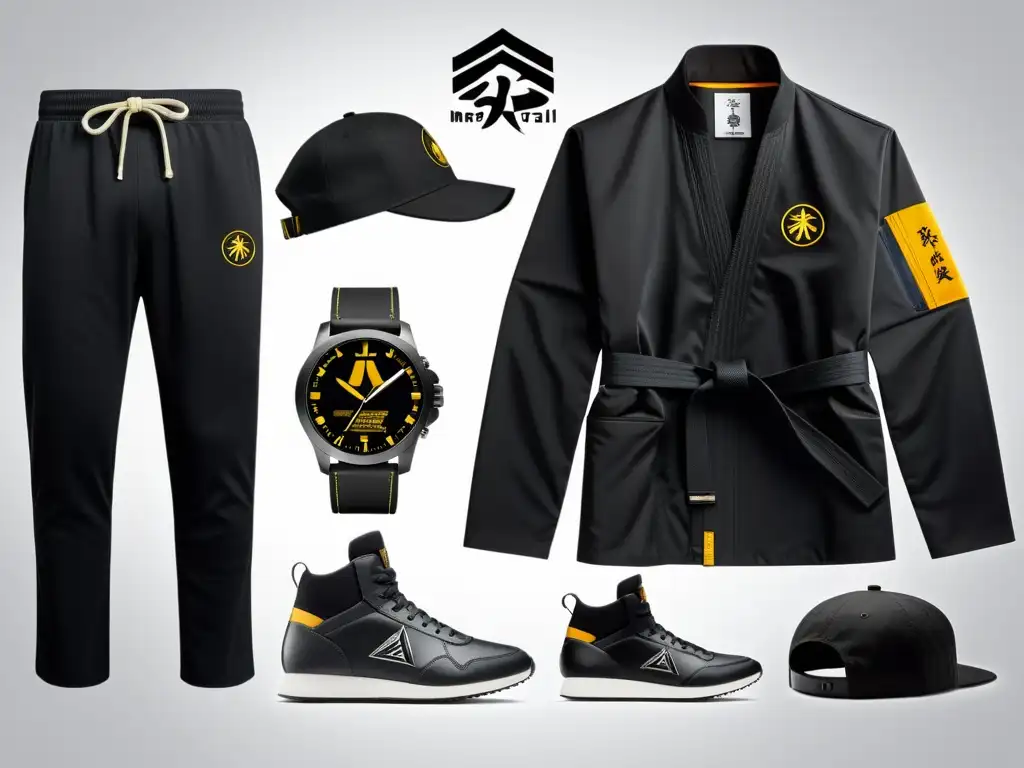 Un atuendo urbano elegante con elementos sutiles de merchandising oficial de artes marciales