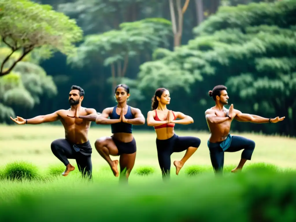 Práctica de yoga y kalaripayattu en armonía, revelando beneficios compartidos