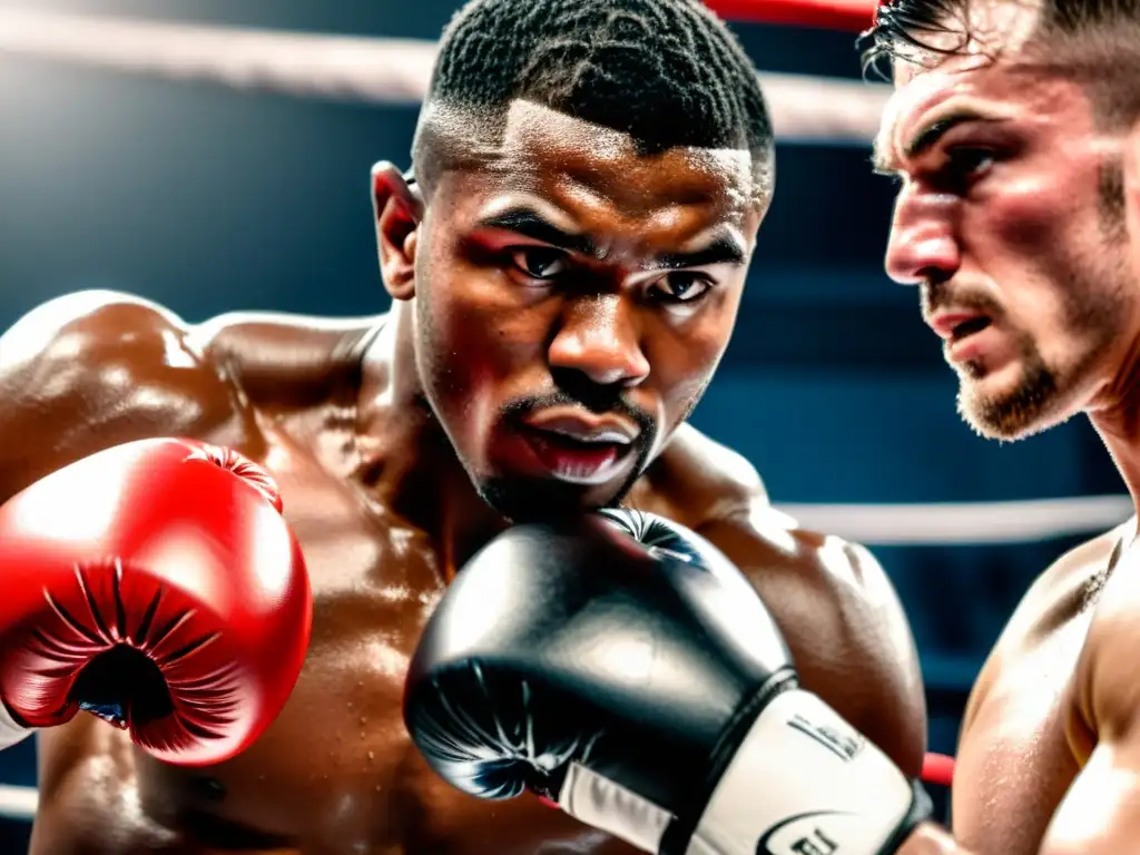 Un boxeador concentrado golpea con determinación un pad de entrenamiento, mostrando los mejores focos y paos de entrenamiento