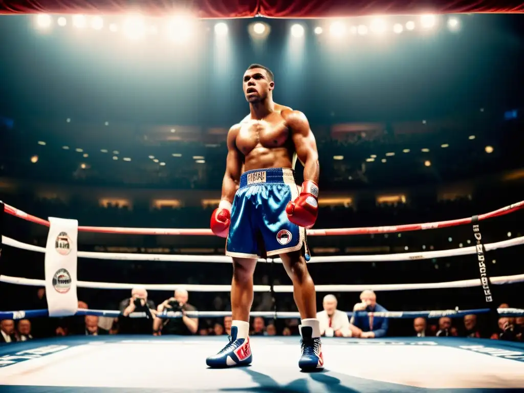 Un boxeador profesional se prepara para la pelea en el ring, con zapatos de boxeo de alto rendimiento