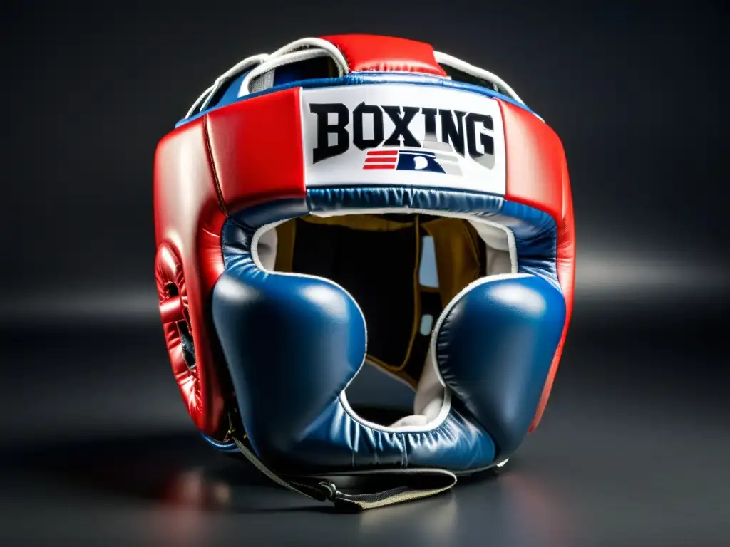 Un casco de boxeo de alta calidad, con detalles intrincados y diseño elegante que resalta su artesanía y protección