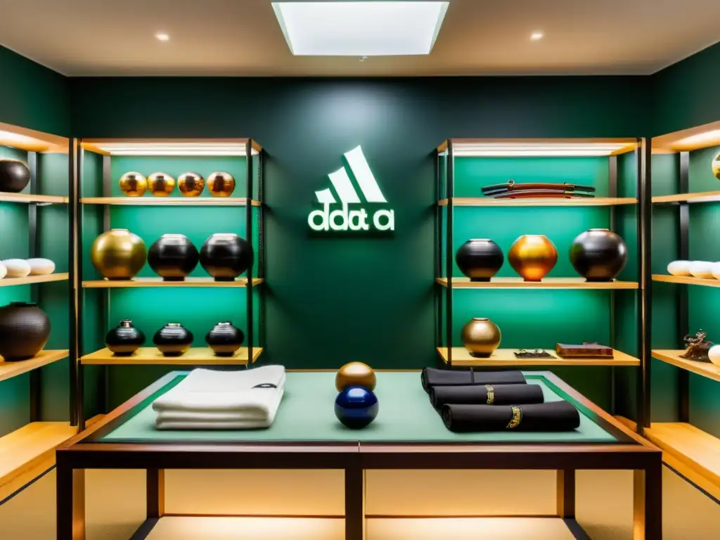 Exquisita colección de artes marciales en ambiente iluminado Una colección de artes marciales cuidadosamente organizada y exhibida en una habitación iluminada con dedicación