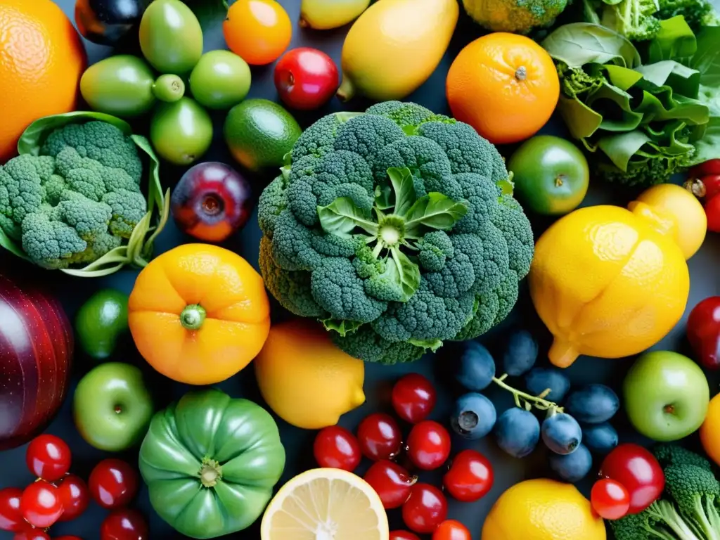 Una colorida exhibición de frutas y verduras resalta la importancia de multivitamínicos en artes marciales