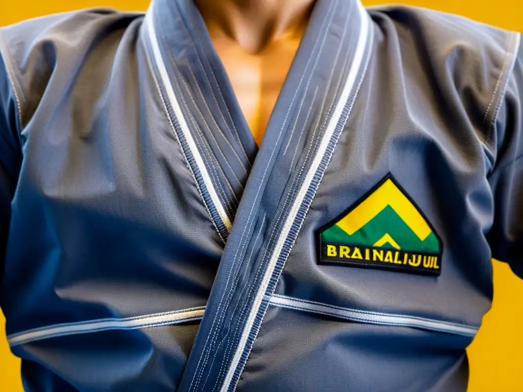 Detalles desgastados de un Gi de Brazilian Jiu-Jitsu, mostrando durabilidad y confort