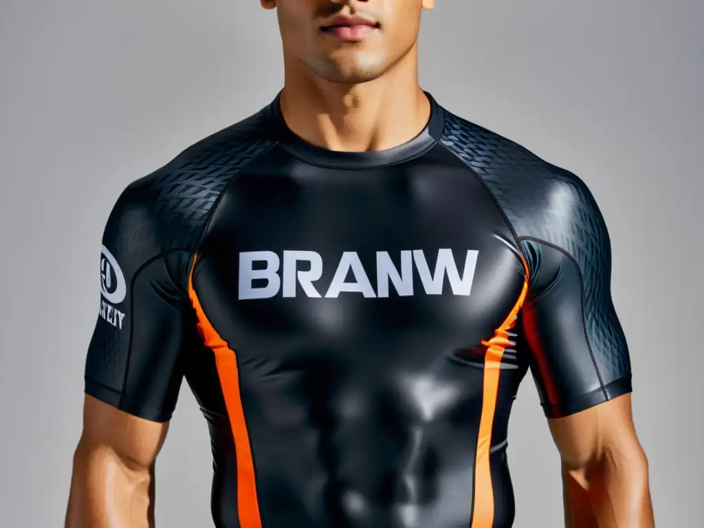Detalles intrincados y durabilidad se fusionan en este rashguard negro de alta calidad