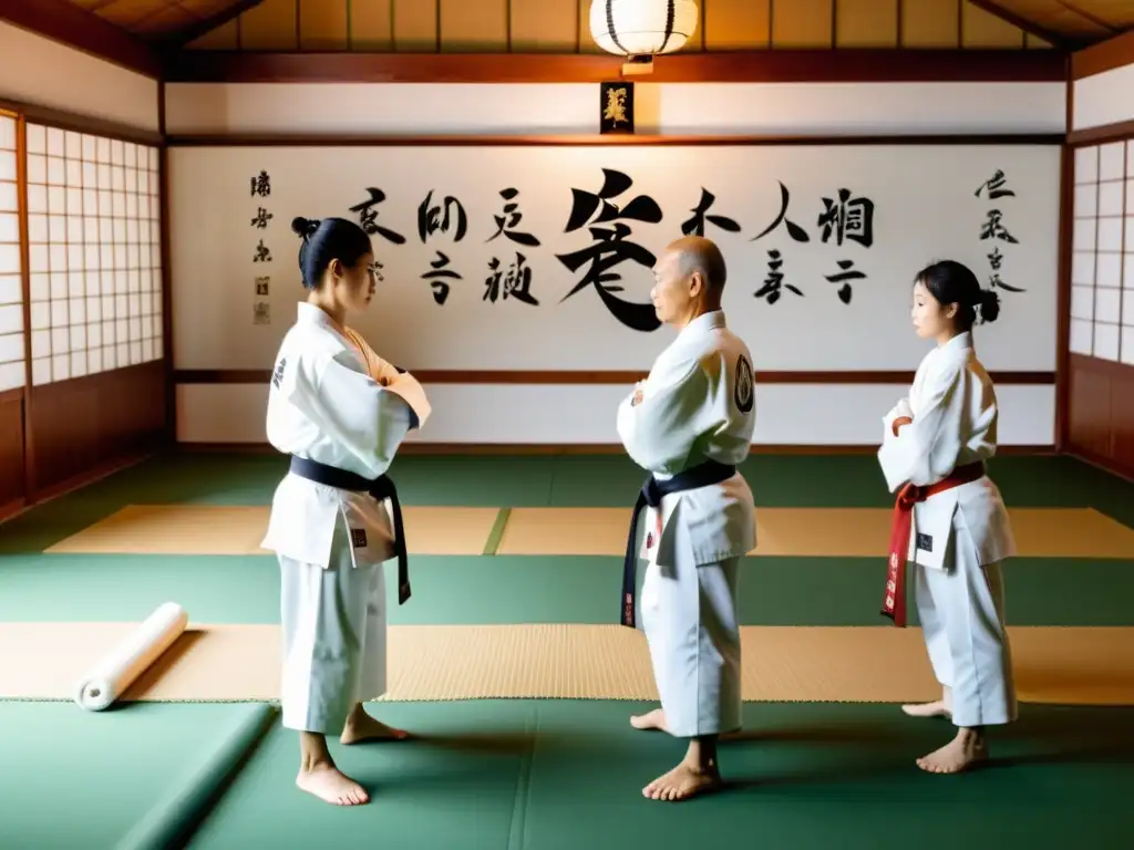 Un dojo japonés tradicional de karate con ambiente sereno