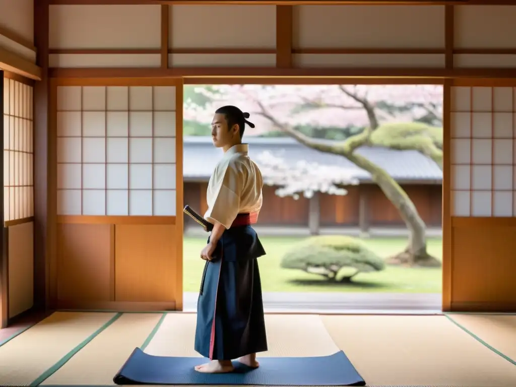 Un dojo japonés tradicional rodeado de hermosos cerezos en flor