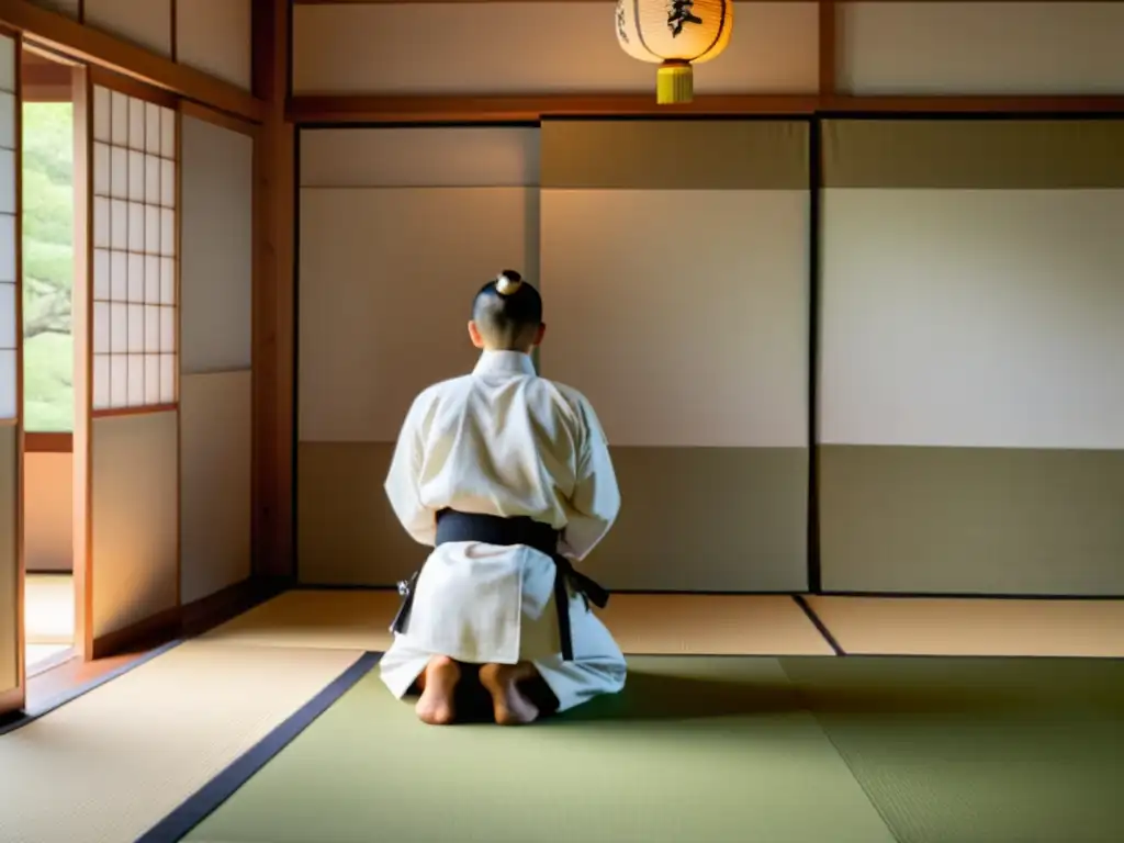 Un dojo japonés tradicional con un sensei demostrando una kata