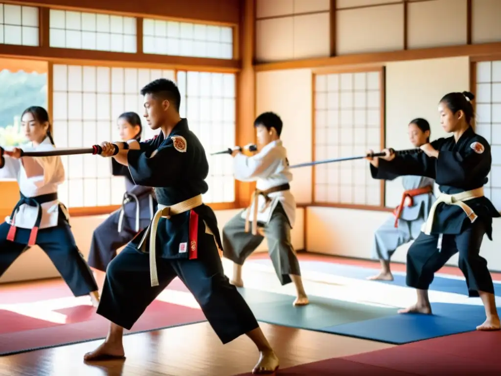 Un dojo tradicional en Japón: jóvenes de diferentes países practican artes marciales bajo la sabia mirada del sensei