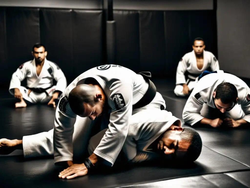 Emocionante entrenamiento de Jiu Jitsu en Brasil, clínicas intensivas y dedicación en un gimnasio oscuro