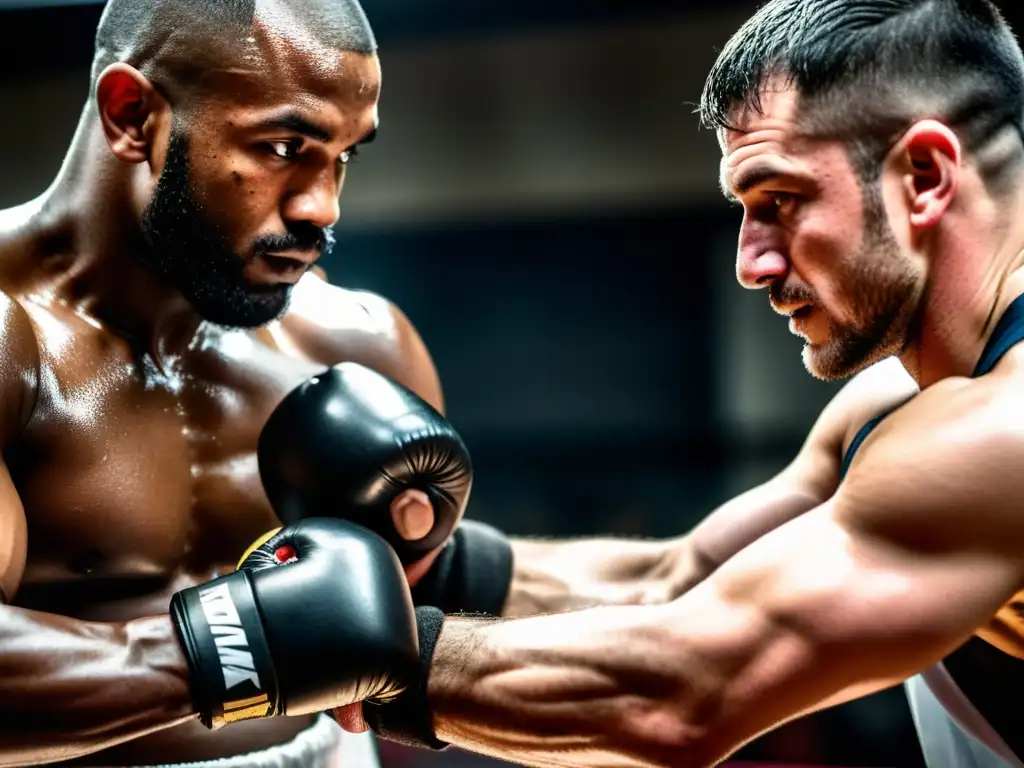 Entrenador de MMA aplicando vendas en gimnasio rudo y oscuro, reflejando determinación