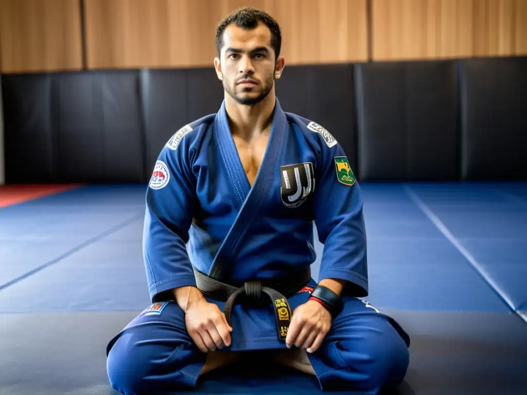 Un entrenador personal de artes marciales en línea imparte una intensa sesión de Brazilian Jiu-Jitsu, mostrando técnica y compromiso