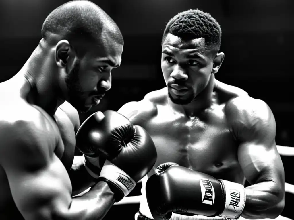 Entrenamiento de boxeo técnica: Un experimentado entrenador envuelve las manos de un joven boxeador determinado en una atmósfera intensa de gimnasio