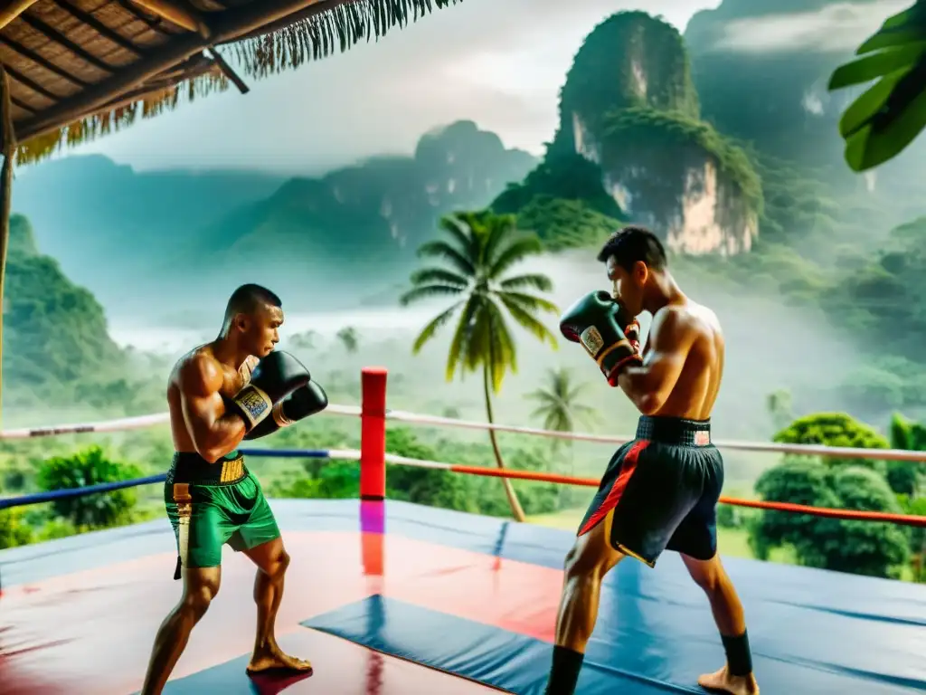 Entrenamiento de kickboxers en campamentos de Muay Thai en la exuberante jungla tailandesa, bajo la guía de entrenadores experimentados