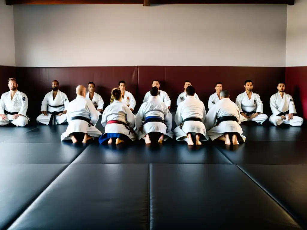 Entrenamiento intenso en una academia tradicional de JiuJitsu Brasileño