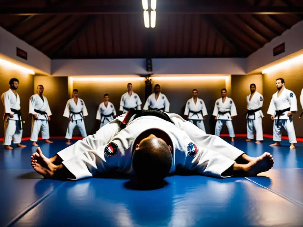 Entrenamiento intenso en una academia de JiuJitsu Brasileño