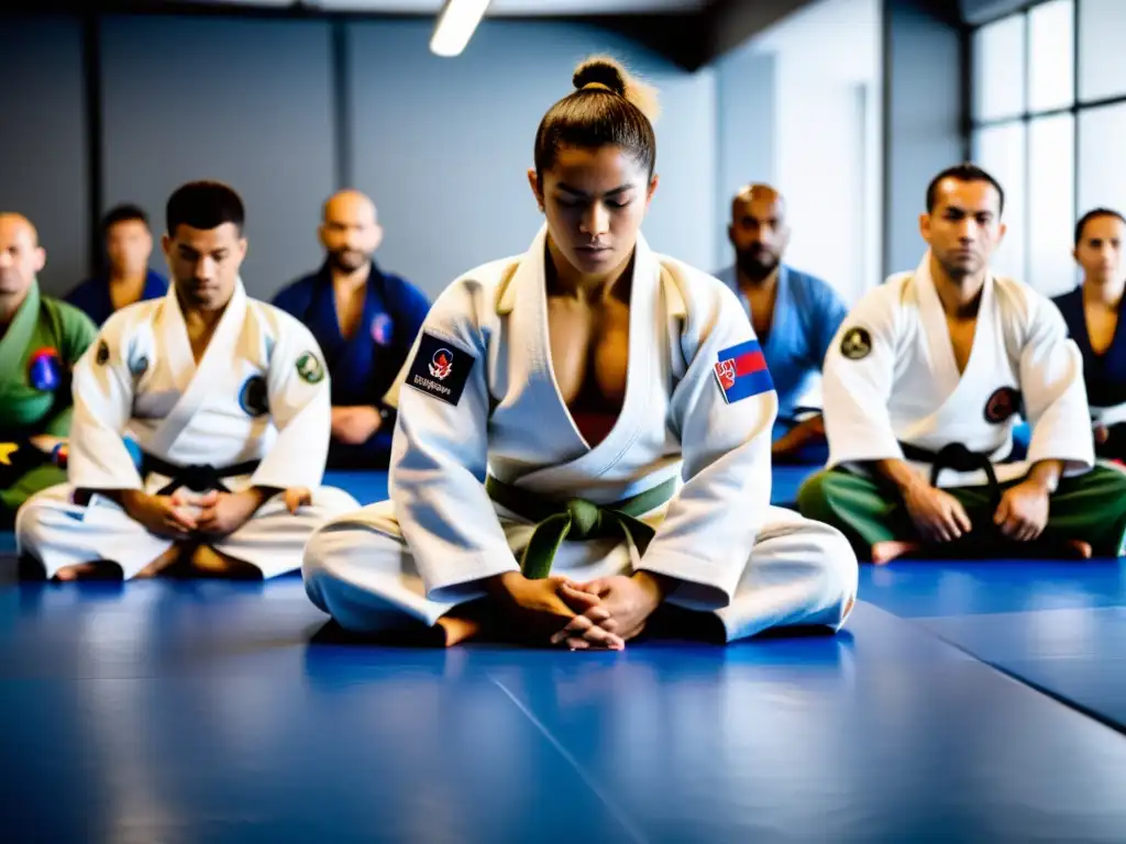 'Entrenamiento intenso de JiuJitsu Brasileño con consejos de defensa efectiva en un ambiente de disciplina y determinación'