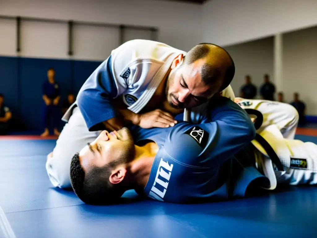 Entrenamiento intenso de Jiu-Jitsu en Brasil con practicantes enfocados y determinados