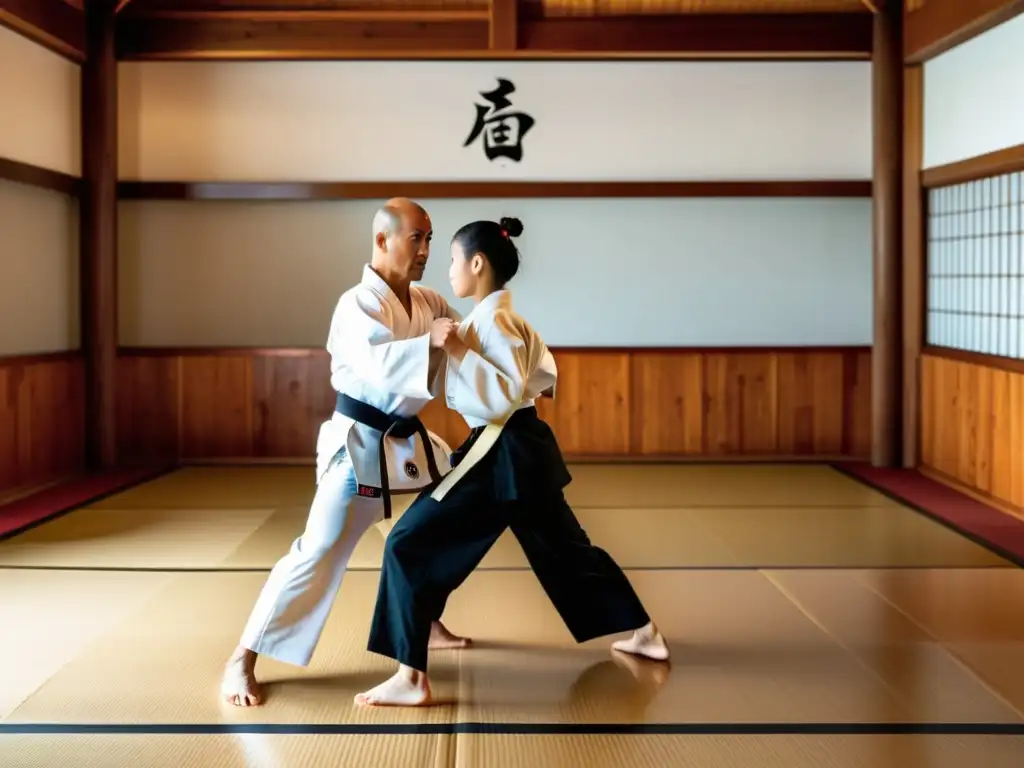 Entrenamiento personalizado de karate en un dojo tradicional, con intensidad y enfoque