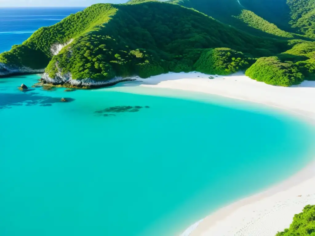 Un escenario idílico en Okinawa, Japón: aguas turquesas, arena blanca, acantilados y un practicante de karate