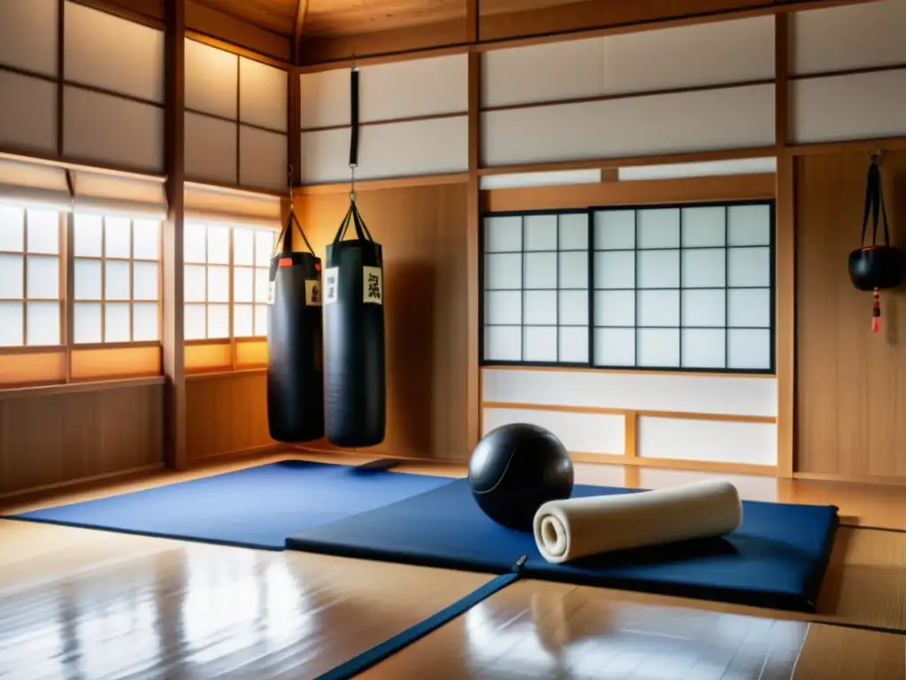 Espacio de entrenamiento de artes marciales en casa con las mejores máquinas y ambiente profesional