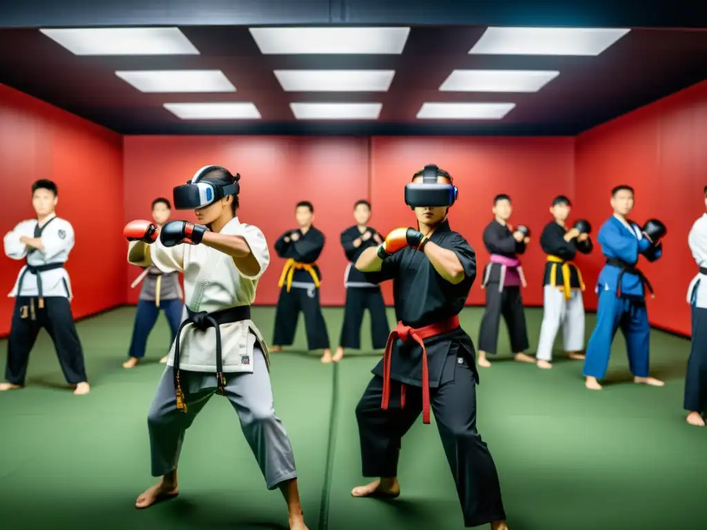 Estudiantes de artes marciales practican técnicas en realidad virtual, fusionando tradición e innovación