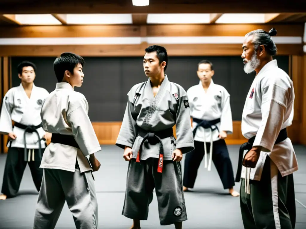 Filosofía en el Dojo: Estudiantes combinan artes marciales y reflexión Estudiantes en dojo debaten filosofía Sócrates mientras practican artes marciales