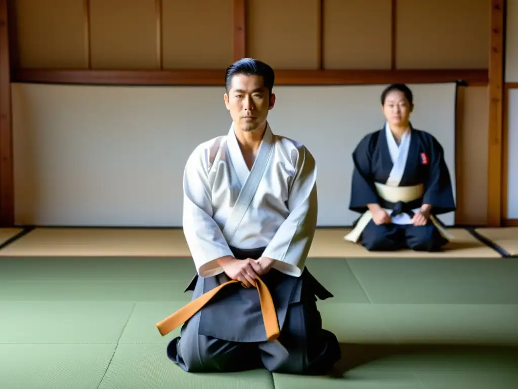 Un experimentado sensei de Aikido enseña técnicas fundamentales a principiantes en un tradicional dojo, con disciplina y respeto