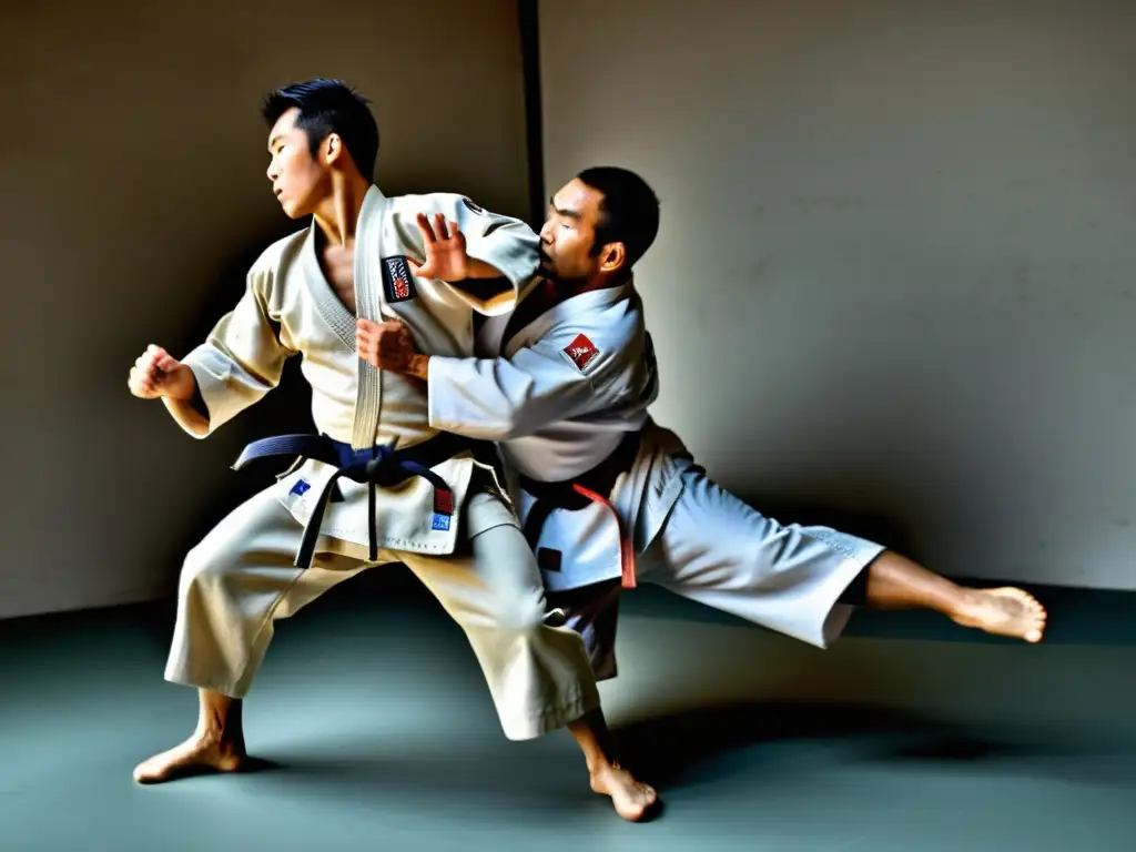 Un experto en Judo Kodokan ejecuta una técnica perfecta con gracia y poder, capturando la esencia del arte marcial en una imagen impresionante