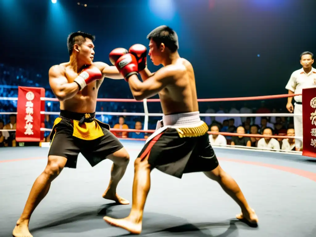 Competencia de artes marciales: Duelo filipino impresionante Dos expertos luchadores filipinos compiten en un vibrante torneo de artes marciales, mostrando la rica tradición cultural