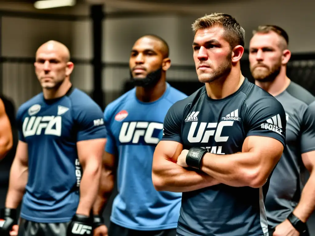 Un grupo de artistas marciales mixtos en el gimnasio usando camisetas oficiales más vendidas MMA