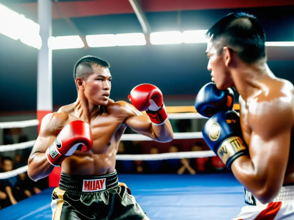 Un grupo de luchadores de Muay Thai se entrena con intensidad, demostrando disciplina y determinación