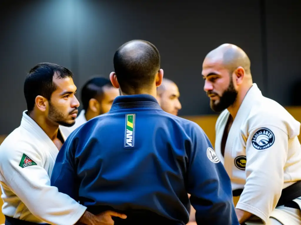 Un grupo de practicantes de Brazilian JiuJitsu discutiendo los beneficios de los seminarios