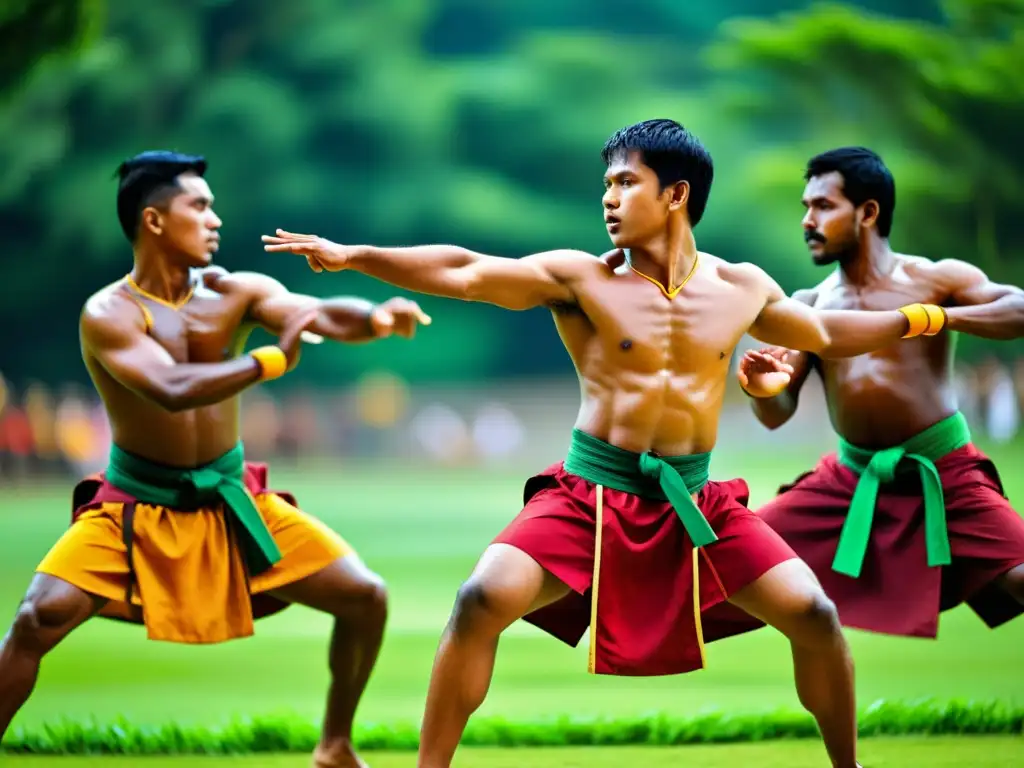 Grupo de practicantes hábiles de Silambam dan vida a tradiciones tamiles en vibrante actuación al aire libre