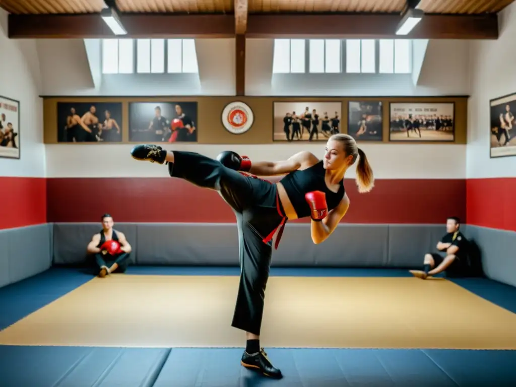 Un grupo de practicantes de savate realizan técnicas precisas en un dojo parisino lleno de historia y tradición del savate francés