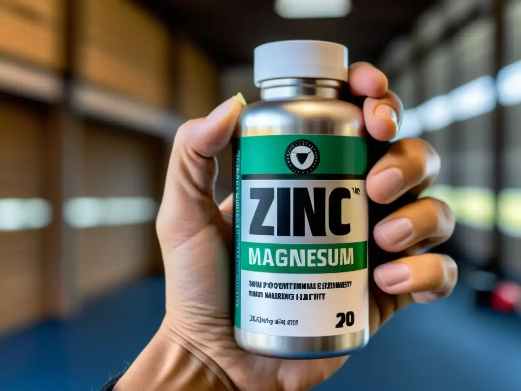 Un guerrero sostiene un frasco de zinc y magnesio en un dojo