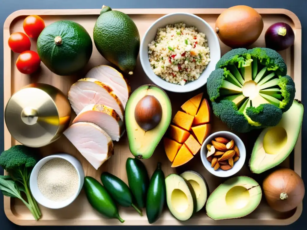 Nutrición equilibrada para Jiu-Jitsu: ingredientes frescos y coloridos Una hermosa selección de alimentos frescos, coloridos y nutritivos para la dieta de practicantes de JiuJitsu Brasileño