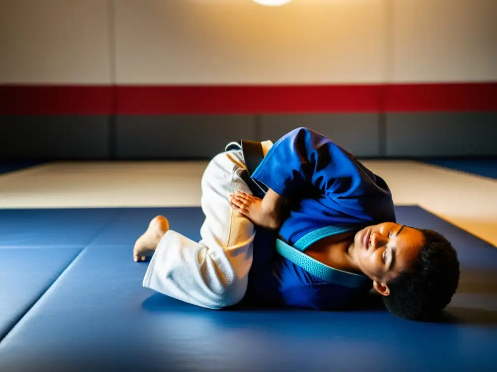 Un hermoso estudio de JiuJitsu con practicantes de todas las edades, mostrando determinación y pasión por el deporte