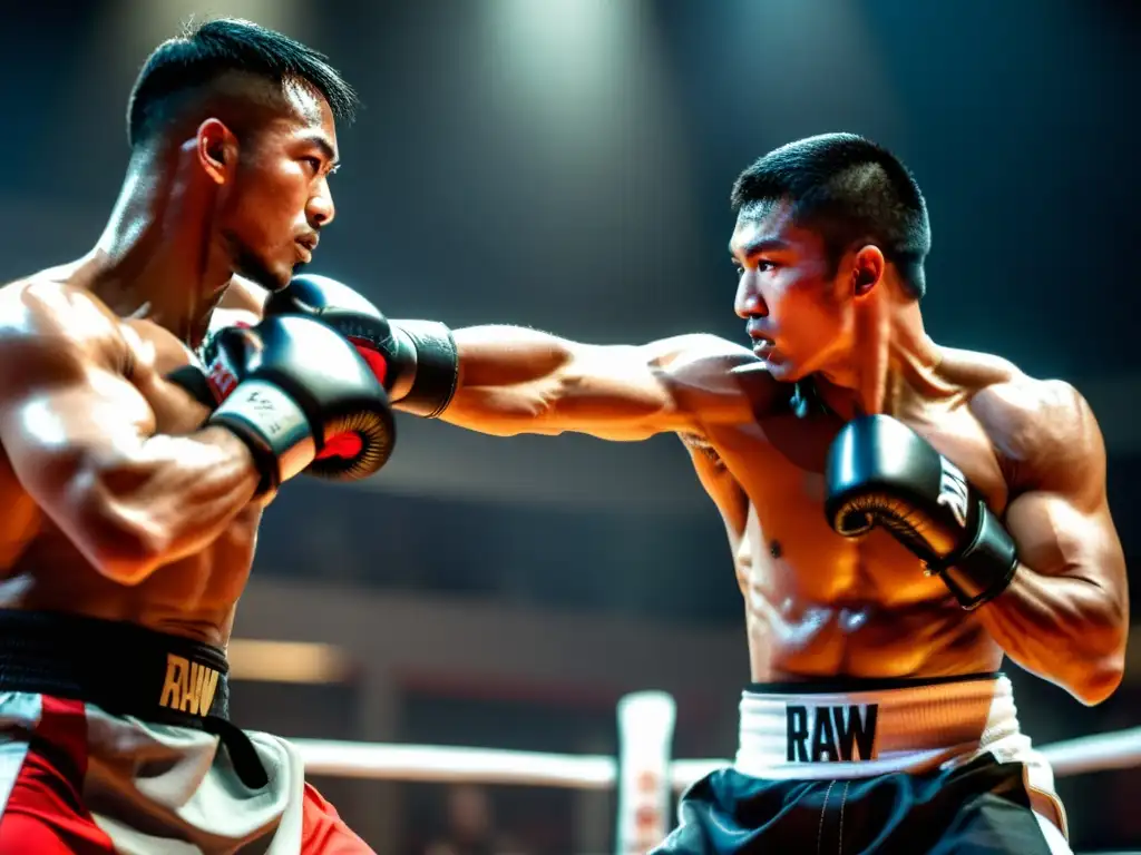 Imagen de alta intensidad de dos artistas marciales en pleno combate, demostrando la pasión y destreza de eventos de artes marciales en vivo