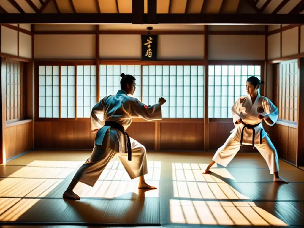 Imagen documental de un dojo histórico de Taekwondo, con practicantes en dobock tradicional