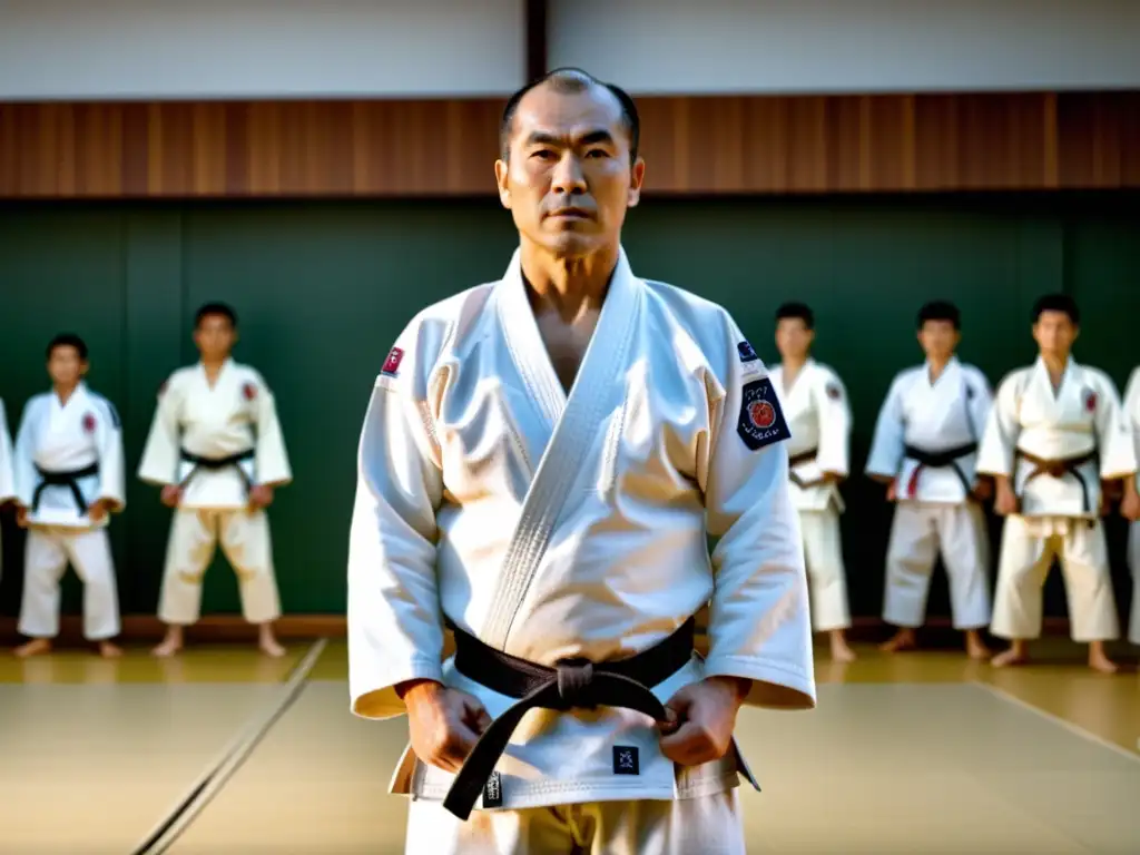 Imagen documental de Kanō Jigorō, fundador del Judo, supervisando la práctica en el Instituto Kodokan Judo en Tokio