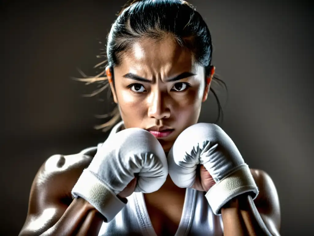 Una imagen impactante de mujeres practicando artes marciales, mostrando su fuerza y determinación, creando un ambiente de apoyo y comunidad