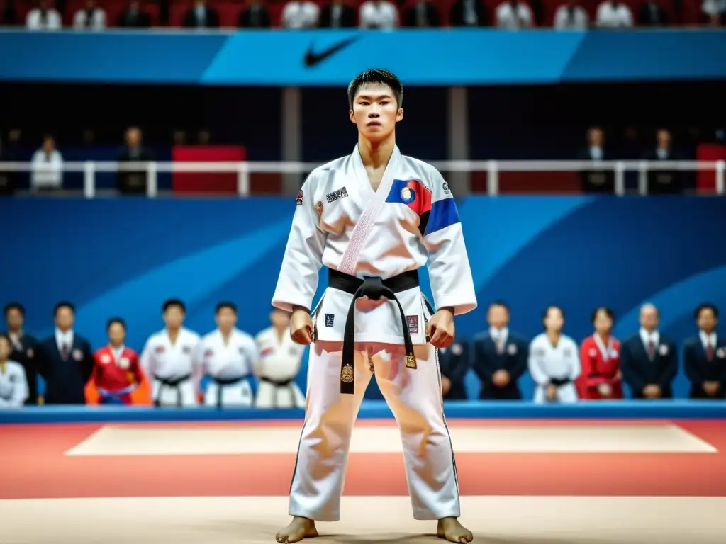 Imagen de la histórica evolución del Taekwondo como deporte olímpico, con atletas representando a diversos países en un momento emblemático