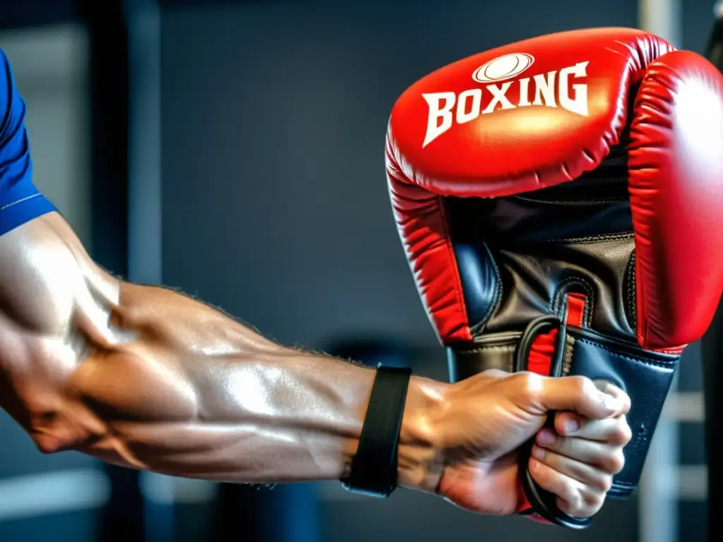 Un instructor de artes marciales golpea con precisión un mitt, demostrando la técnica para mejorar el golpeo con mitts y pads